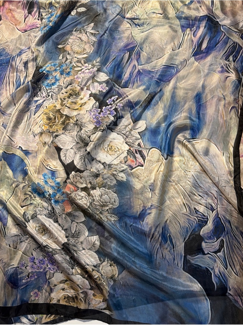 Dana Xu 100% Silk Oversized Floral Scarf/Shawl Rectangle NWT 86”/42”